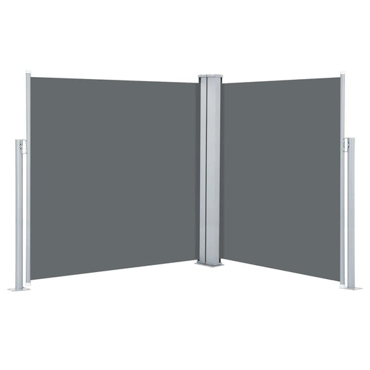 Toldo Lateral Doble Y Retráctil De Jardín Gris 170x600 Cm_0