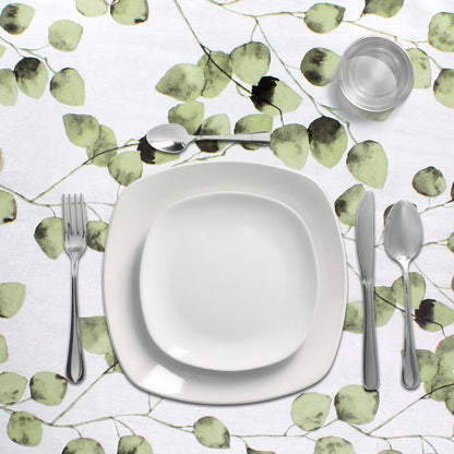 Mantel Hule Rectangular Hojas Verdes Impermeable Antimanchas Pvc 140x250 Cm.  Recortable Uso Interior Y Exterior