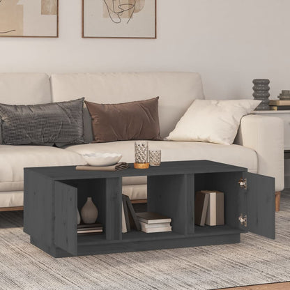 Mesa De Centro De Madera Maciza De Pino Gris 110x50x40 Cm_1