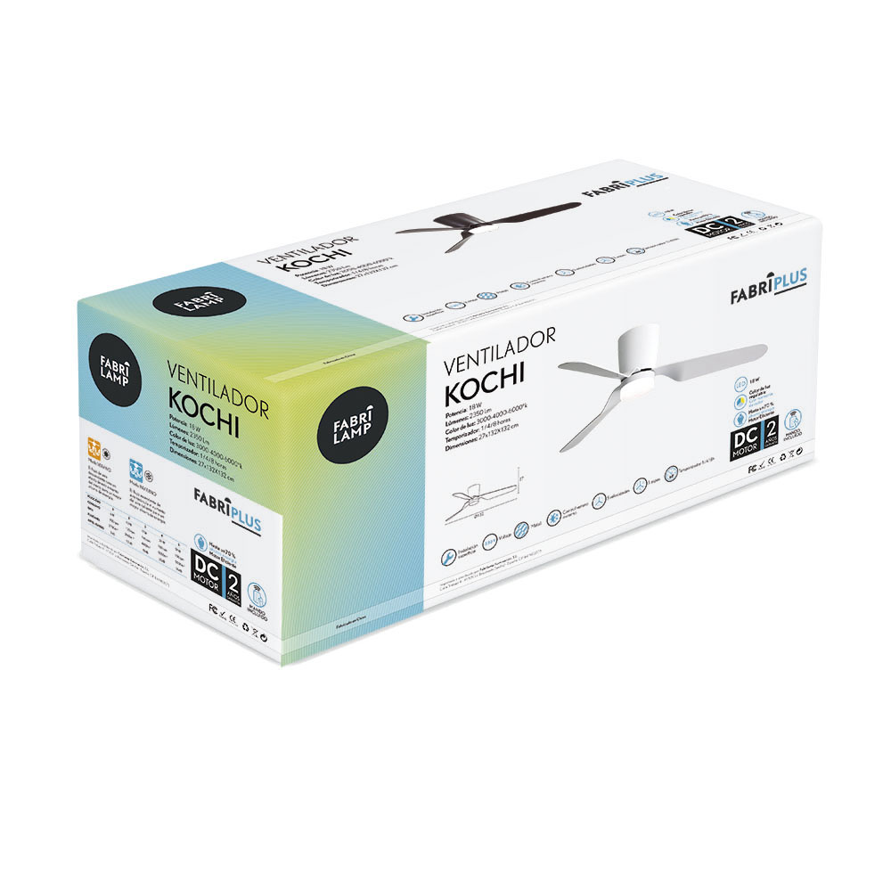 Ventilad 18w Dc Kochi Niquel 3 Aspas Plata 5 Veloc. 3000k, 4000k, 6000k C/remoto Y Temporizador 132 D_1