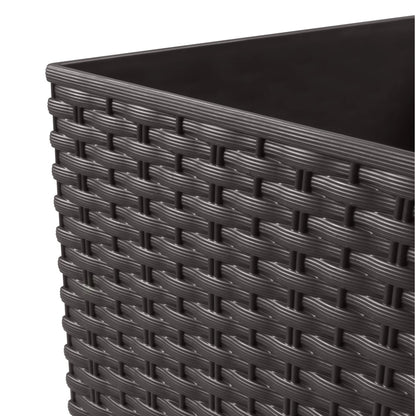 Pack 3 Macetas Altas Prosperplast (11,4/26,6/49 Litros) Rato Square De Plastico En Color Ocre Oscuro Con Deposito.