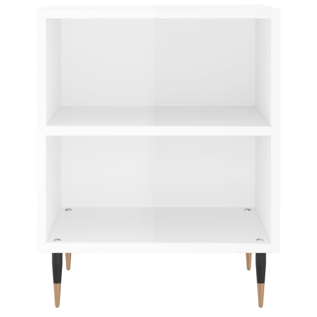Mesita De Noche Madera De Ingeniería Blanco Brillo 40x30x50 Cm_2