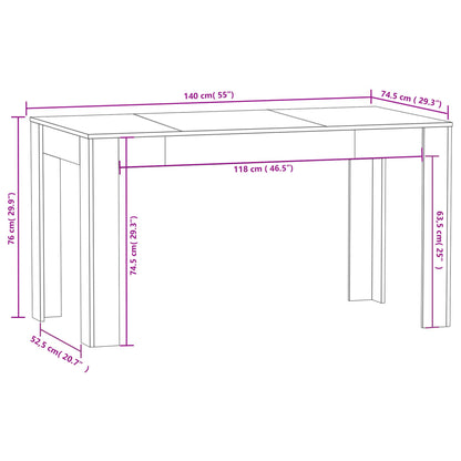 Mesa De Comedor De Aglomerado Blanco Brillante 140x74,5x76 Cm_3