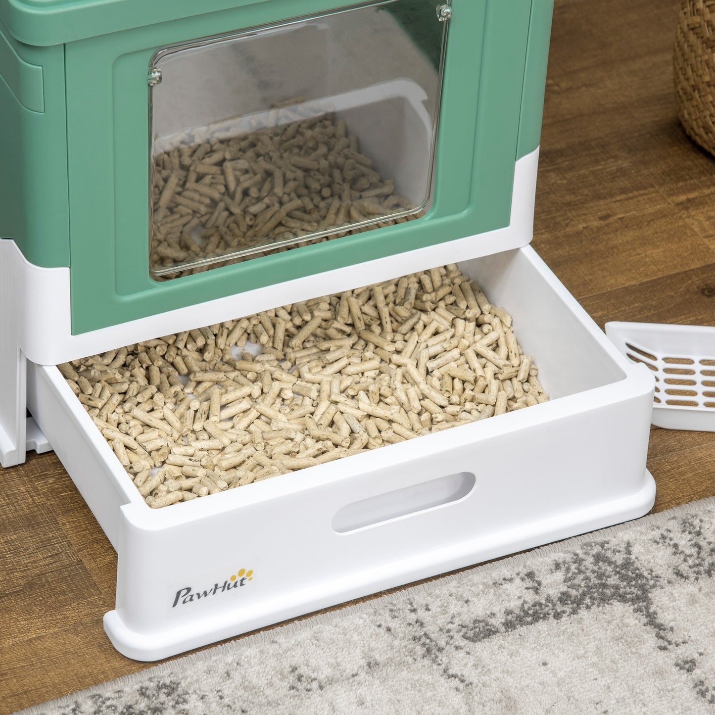 Pawhut Caja Arena Plegable Para Gatos Con Cubierta Desmontable 47,5x35,5x36,7 Cm_3
