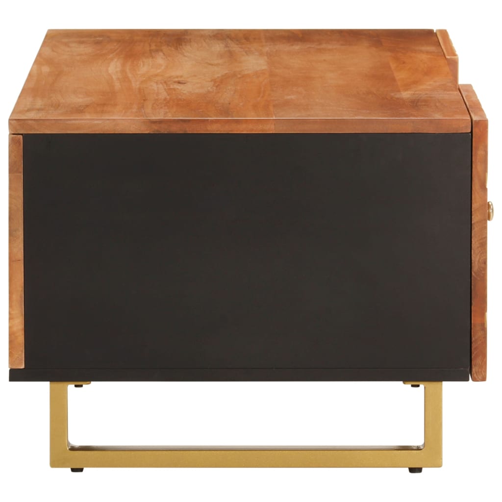 Mesa De Centro Madera Maciza De Mango Negro Marrón 100x54x40 Cm_3