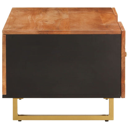 Mesa De Centro Madera Maciza De Mango Negro Marrón 100x54x40 Cm_3