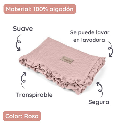 Manta De Bebé Doble Muselina Cotton Color Rosa_3