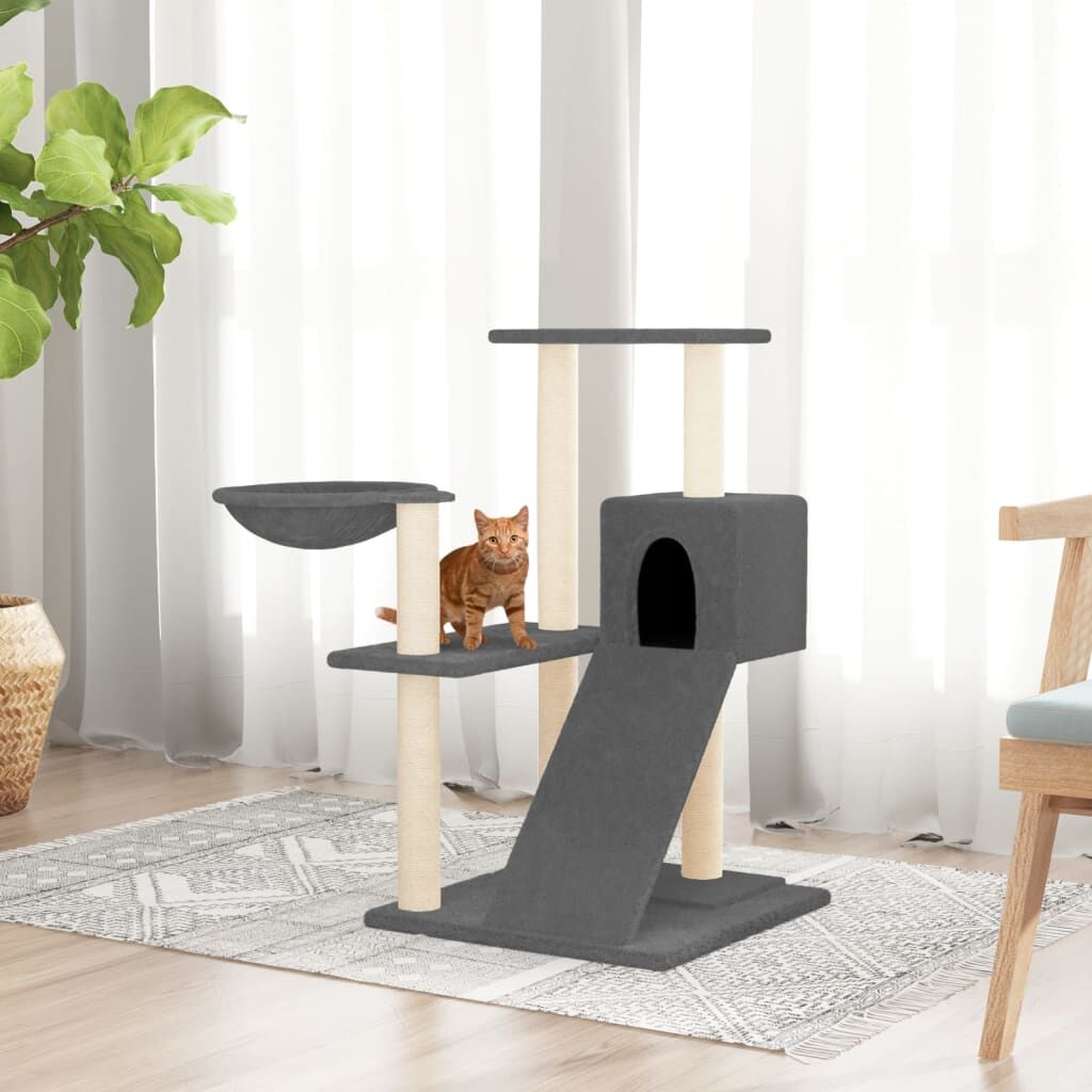 Vidaxl Rascador Para Gatos Con Postes De Sisal Gris Oscuro 82 Cm_1