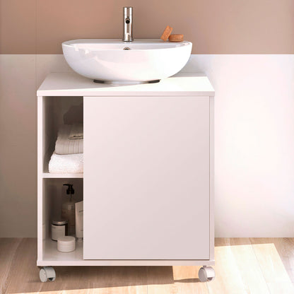 Mueble Baño Bajo Lavabo Pie Armario Auxiliar Para Lavabos Con /sin Pedestal 64x59x45 Almacenaje, Briebe, Esencia, Blanco