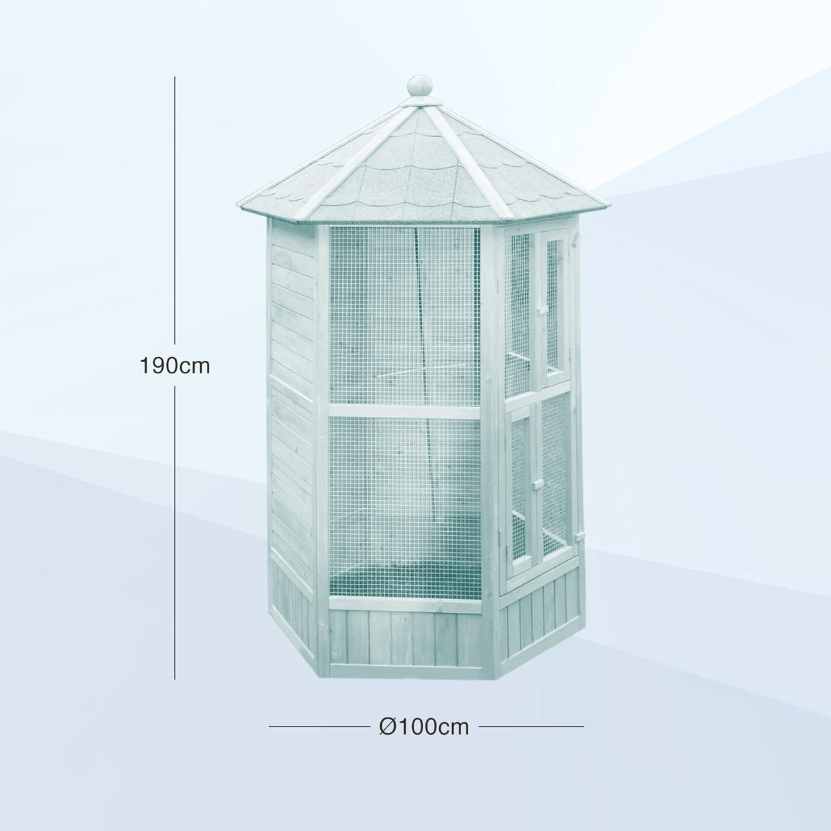 Voladera Para Pájaros De Jardín Exterior (canarios, Periquitos.) - Voladero Hexagonal En Madera_2