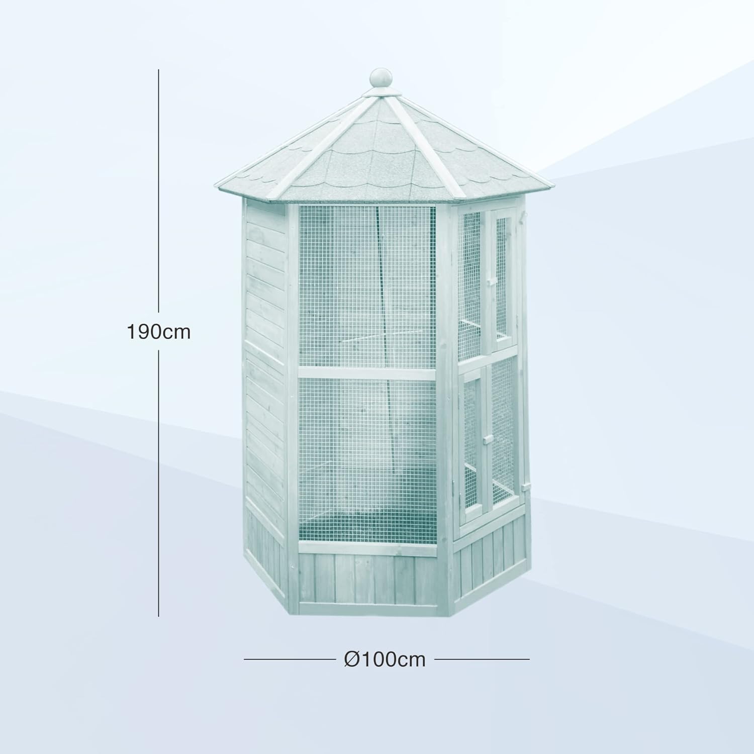 Voladera Para Pájaros De Jardín Exterior (canarios, Periquitos.) - Voladero Hexagonal En Madera_1