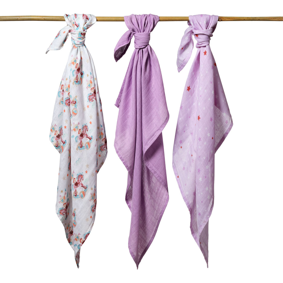 Pack 3 Muselinas Bambú Organico 70x70 Cm Lila_3