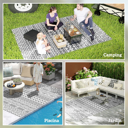Outsunny Alfombra De Exterior 182x274 Cm Con Patrón De Geométrico De Cenefa_4