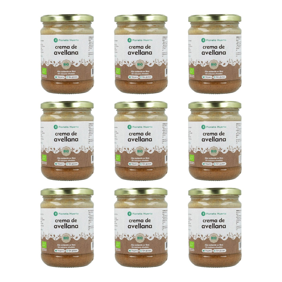 Pack 9x Crema de Avellanas ECO Planeta Huerto 350g