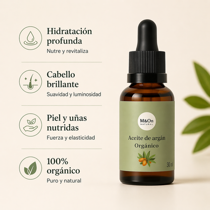 Aceite De Argán Orgánico 30 Ml | Nutrición Facial Y Capilar | M&on Naturals_1