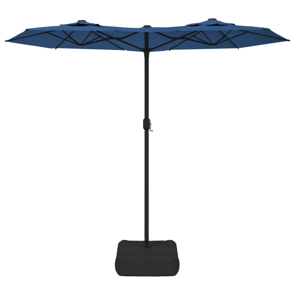 Vidaxl Sombrilla Doble De Jardín Con Luces Led Azul 316x145 Cm_3