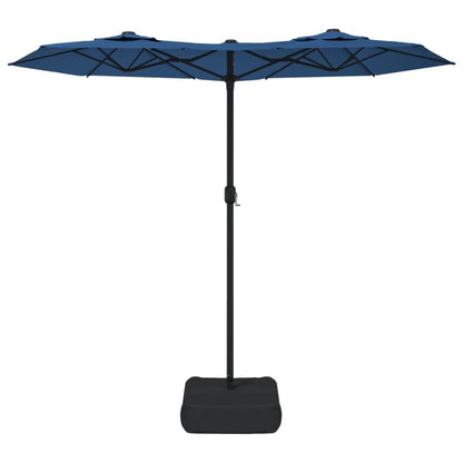 Vidaxl Sombrilla Doble De Jardín Con Luces Led Azul 316x145 Cm_3