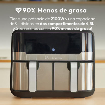 Freidora De Aire 9l 2400w Masterpro Rocket Duo 900 Negra Con Led Táctil Y 11 Funciones_1