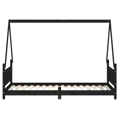 Vidaxl Estructura De Cama Para Niños Madera De Pino Negro 90x200 Cm_3