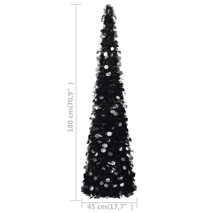 Vidaxl Árbol De Navidad Artificial Emergente Pet Negro 180 Cm_2