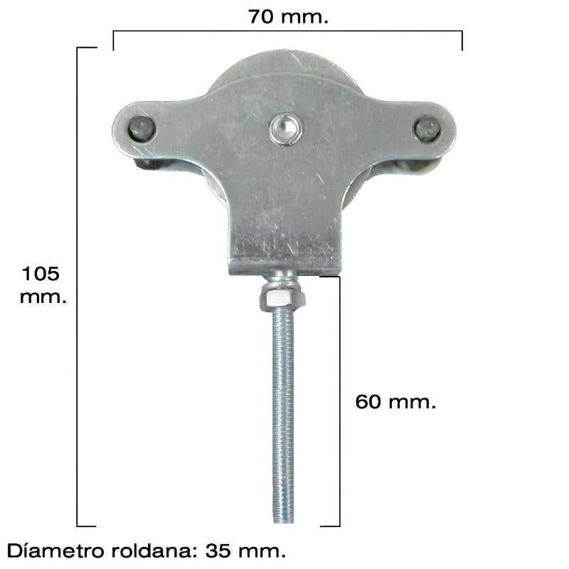 Polea Tendedero Wolfpack Zincado 60 Mm. Roldana Metal Con Tornillo_1