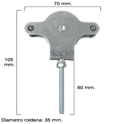 Polea Tendedero Wolfpack Zincado 60 Mm. Roldana Metal Con Tornillo_1
