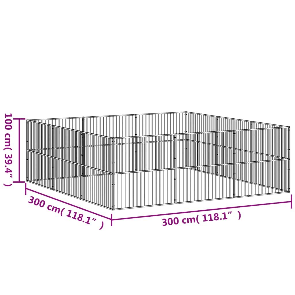 Vidaxl Corralito Para Perros Con 12 Paneles Acero Galvanizado Negro_2