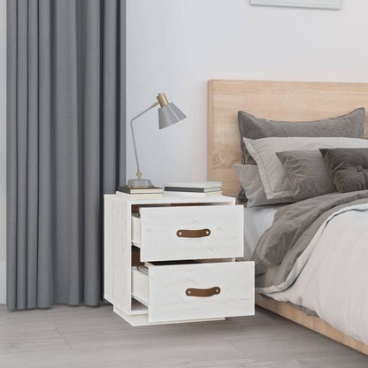 Mesitas De Noche 2 Uds Madera Maciza Pino Blanco 40x34x45 Cm_2