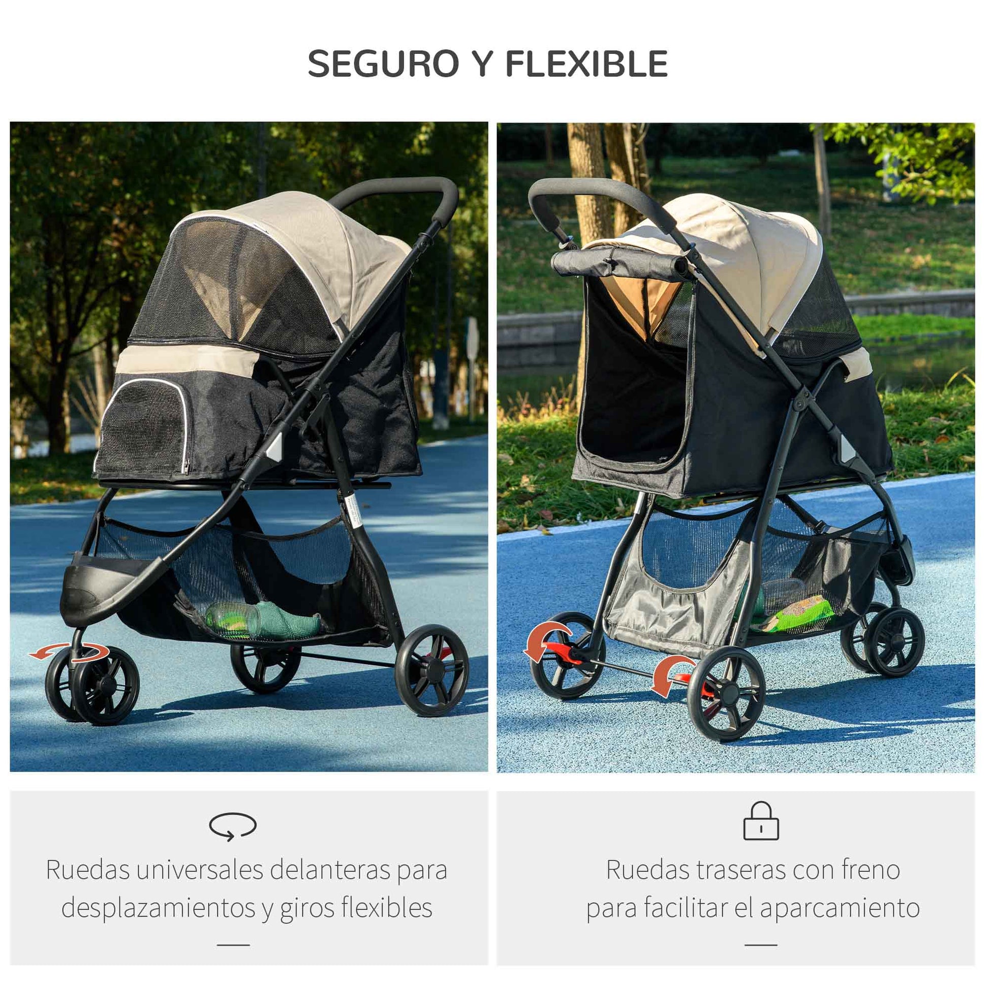 Pawhut Carrito Para Perros Plegable Con Cesta De Almacenaje 80,5x51,5x100 Cm_5