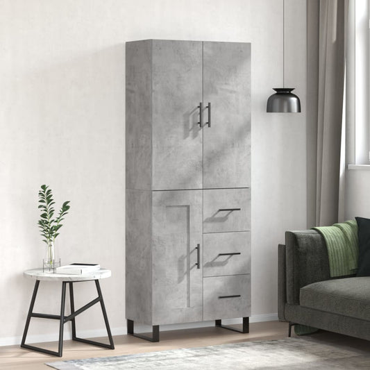 Aparador Alto Madera Contrachapada Gris Hormigón 69,5x34x180 Cm_0