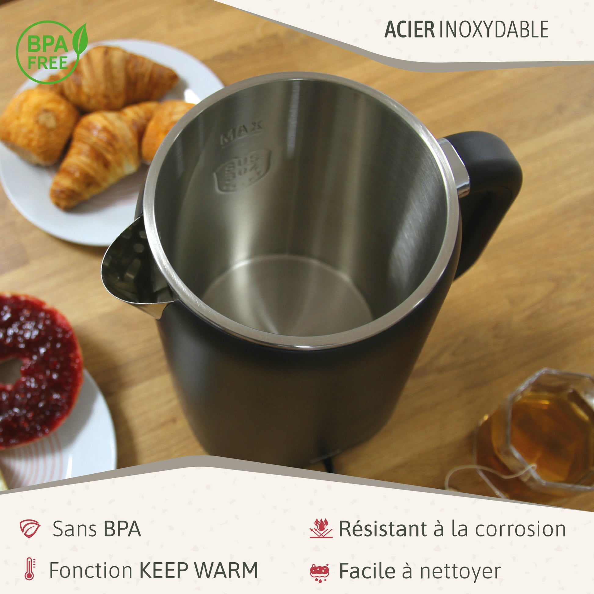 Briebe I-black Hervidor Agua Eléctrico 1,7lregulador De Temperatura Digital 45°c A 100°c, Libre Bpa,base 360°,kt1175blk_4