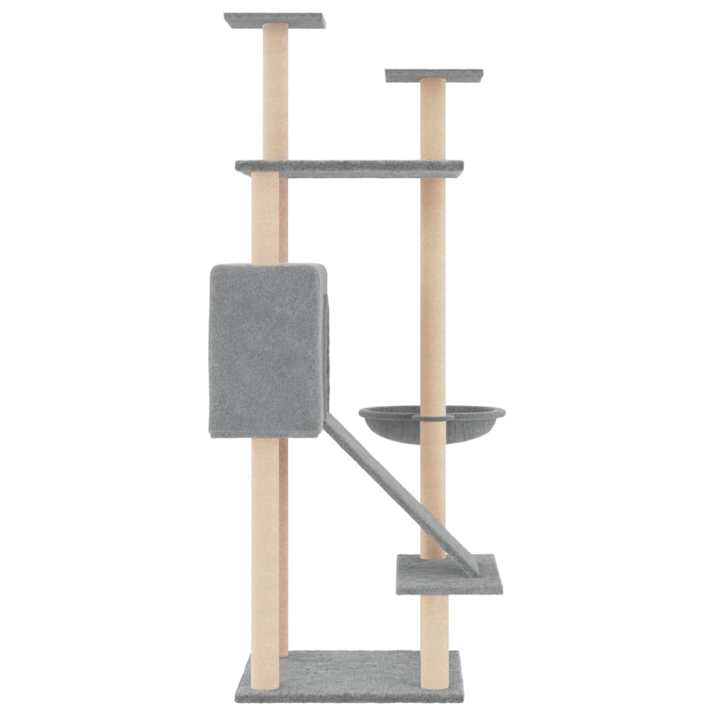 Rascador Para Gatos Con Postes De Sisal Gris Claro 153 Cm_3