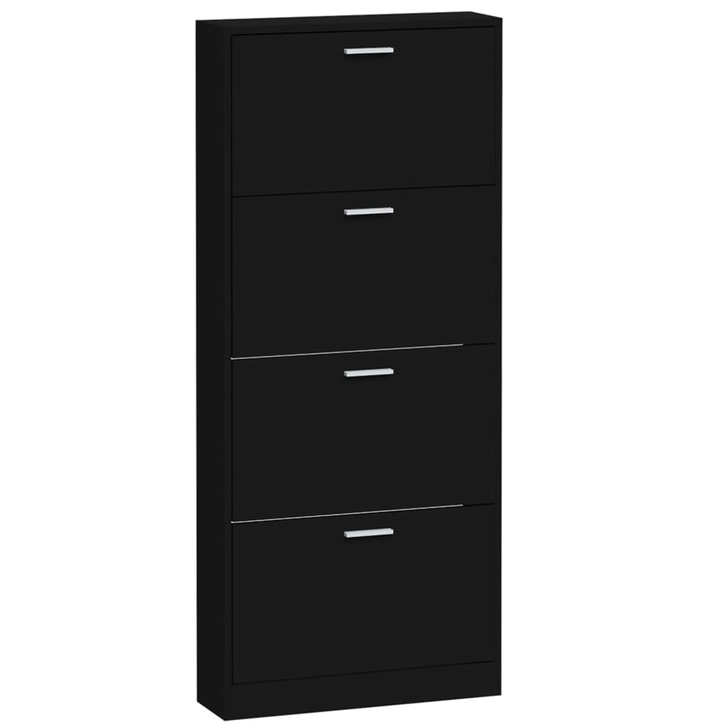 Vidaxl Mueble Zapatero Madera Contrachapada Negro 59x17x150 Cm_4