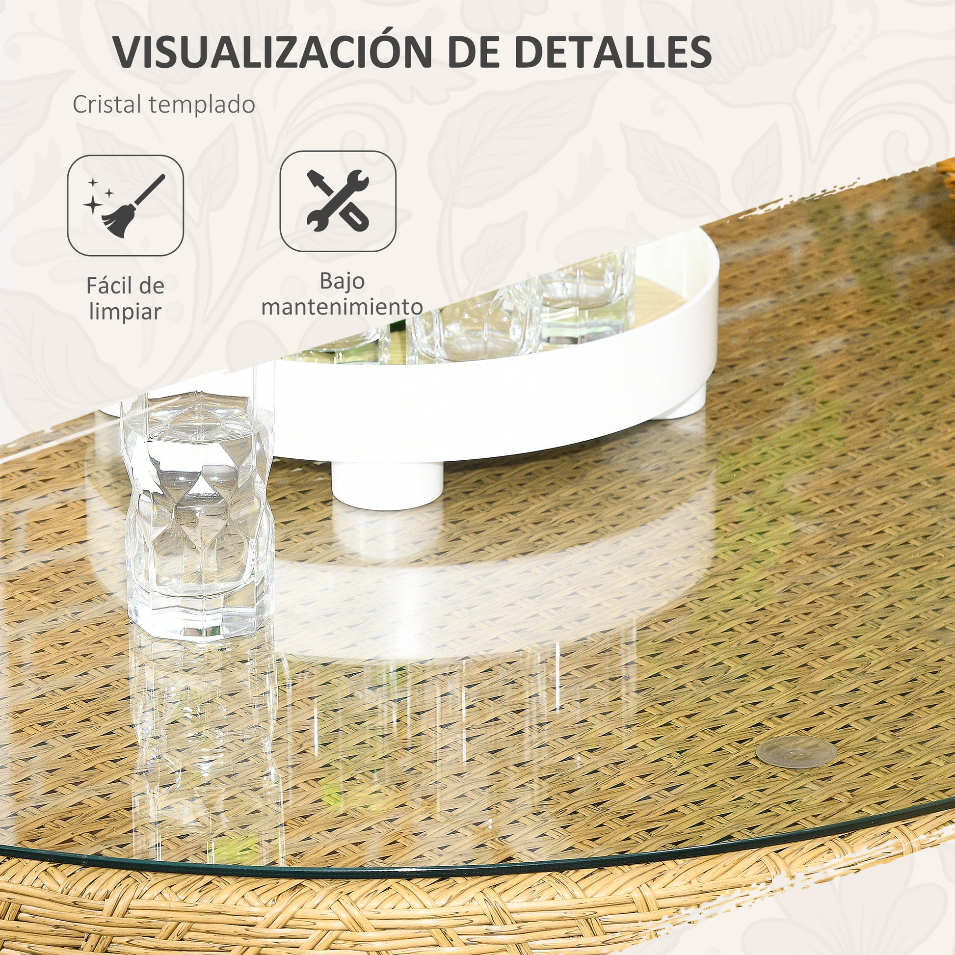 Outsunny Conjunto De Jardín De Ratán Sintético De 7 Piezas Natural_5