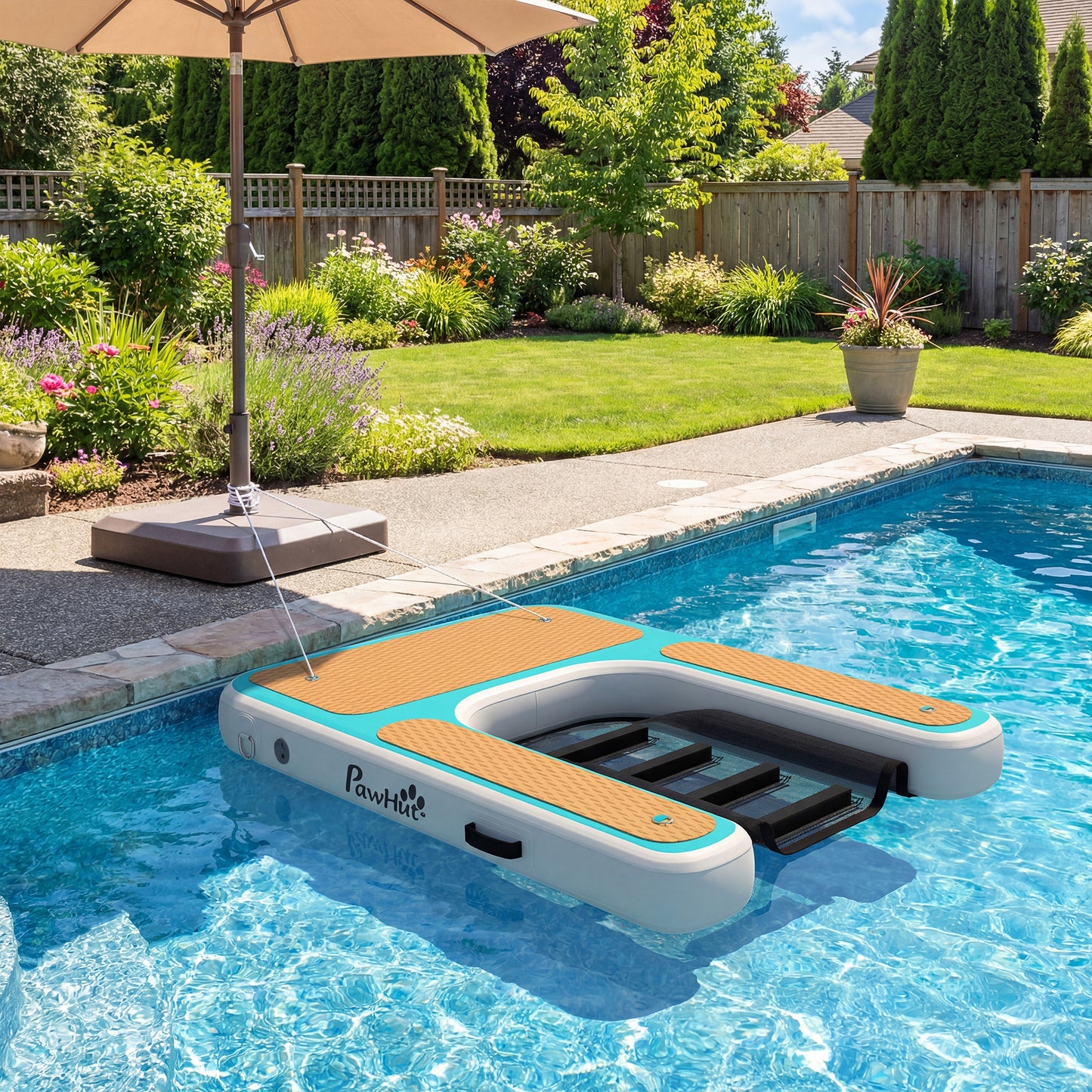 Pawhut Rampa De Agua Hinchable Para Perros Para Piscina Barcos Lagos 151x102 Cm_1