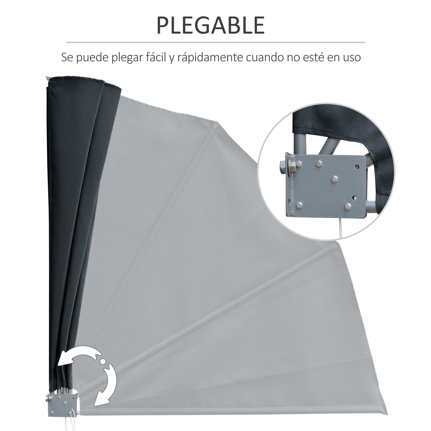 Outsunny Toldo Lateral Plegable De Balcón En Forma De Abanico Aluminio 120x120_3