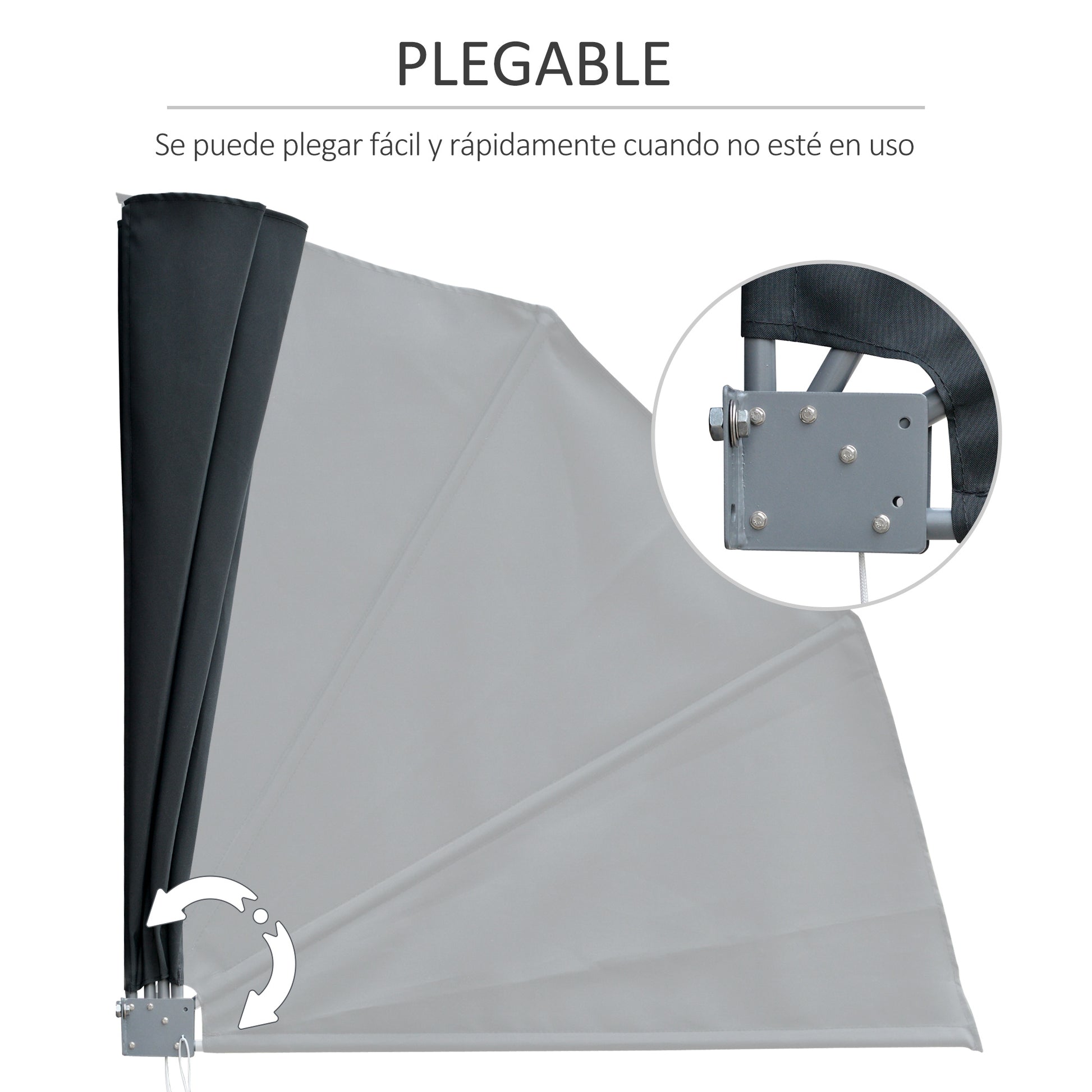 Outsunny Toldo Lateral Plegable De Balcón En Forma De Abanico Aluminio 120x120_3