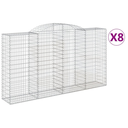 Cestas De Gaviones 8 Uds Forma De Arco Hierro 300x50x160/180 Cm_0