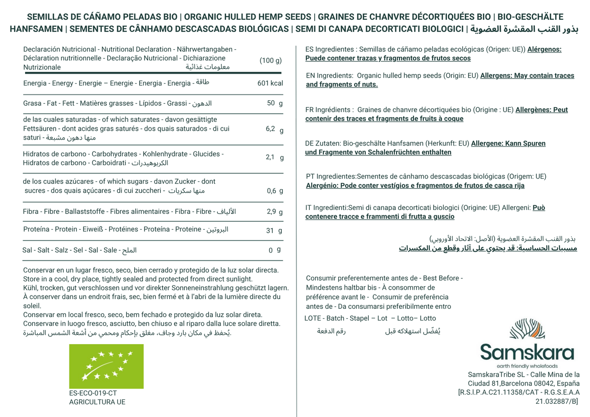 Semillas De Cáñamo Peladas Bio - 5kg | Superalimento Ecológico Vegano Para Batidos, Smoothies Y Zumos_1