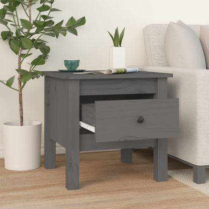 Mesa Auxiliar De Madera Maciza De Pino Gris 40x40x39 Cm_1