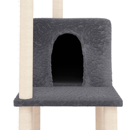 Rascador Para Gatos Con Postes De Sisal Gris Oscuro 144,5 Cm_5