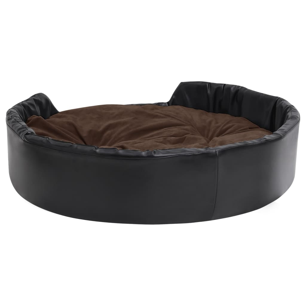 Vidaxl Cama De Perros Felpa Y Cuero Sintético Negro Marrón 99x89x21 Cm_4