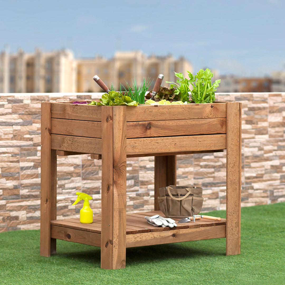 Mesa De Cultivo Germin 60 - Huerto Vertical En Madera 0,8x0,8x0,6 M / Multicolor_1