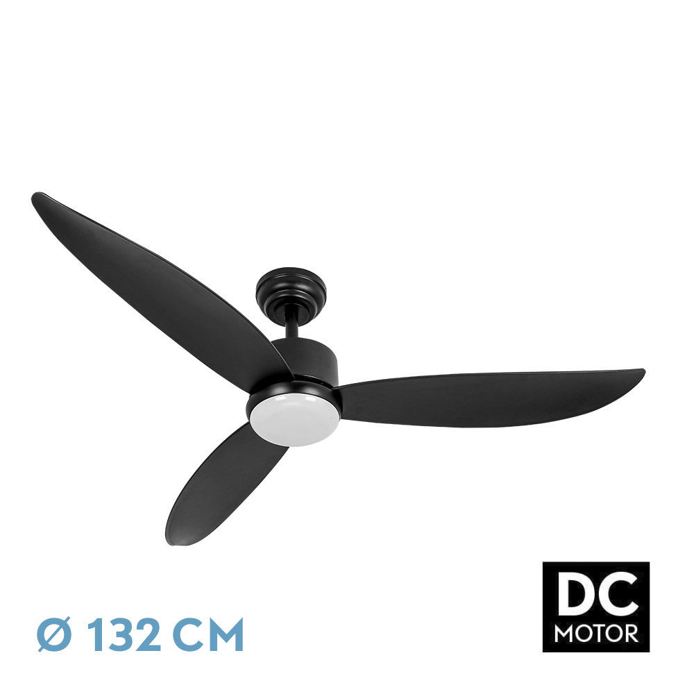 Ventilador Dc Genil 24w Negro 3aspas 6vel 132d 2424lm 3000-4000-6500k Remoto+temporizador+memoria_0