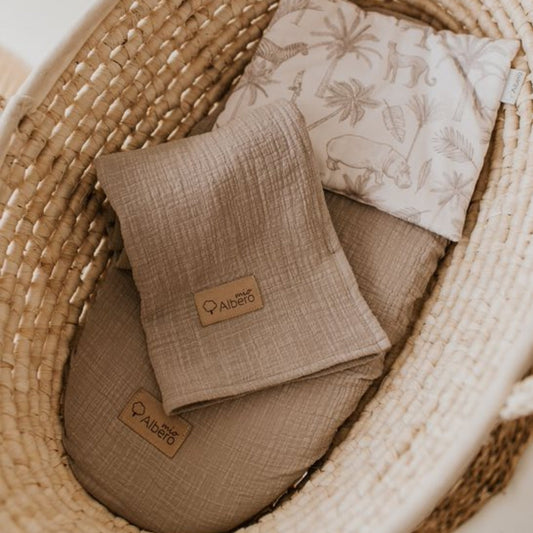 Pack 2 Bajeras Capazo Algodón Satinado 80x35 Boho Beige_0