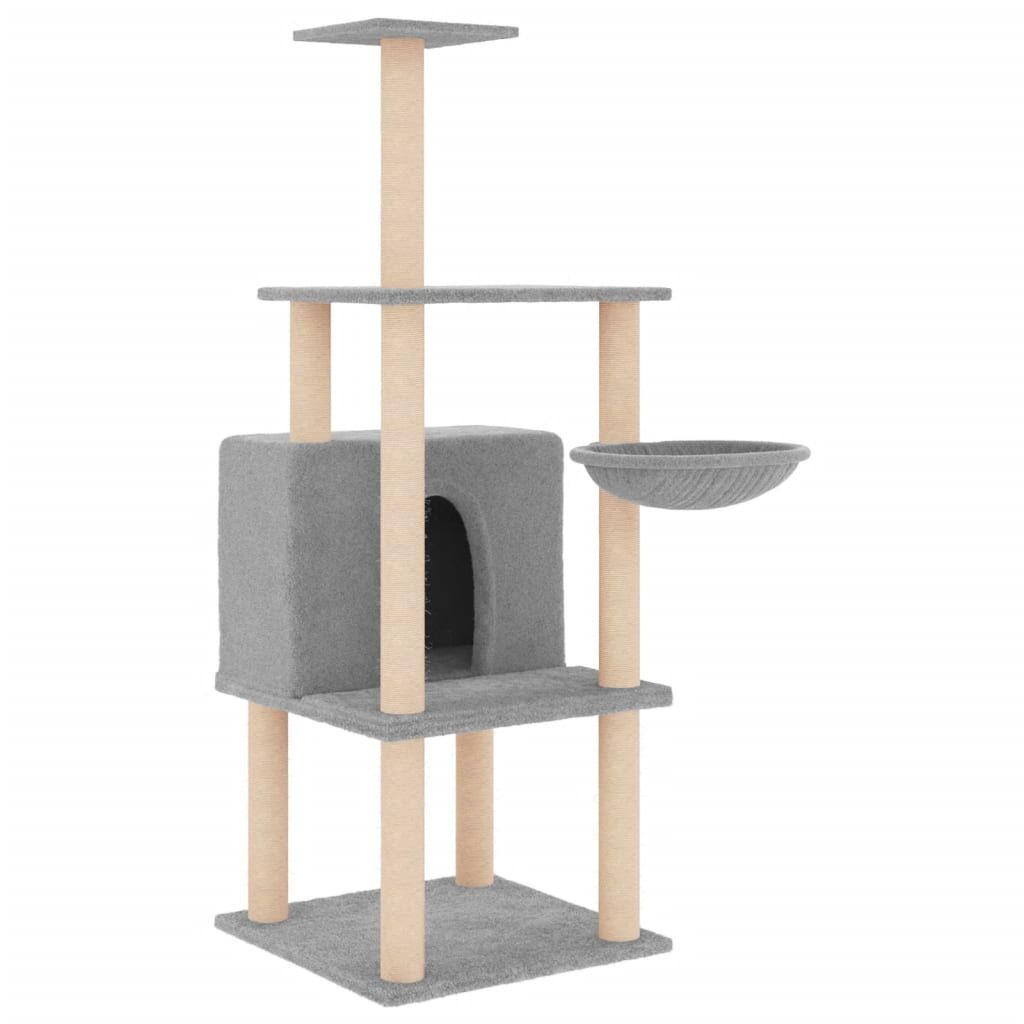 Vidaxl Rascador Para Gatos Con Postes De Sisal Gris Claro 132 Cm_0