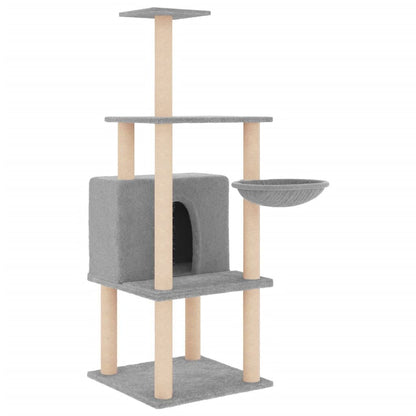 Vidaxl Rascador Para Gatos Con Postes De Sisal Gris Claro 132 Cm_0