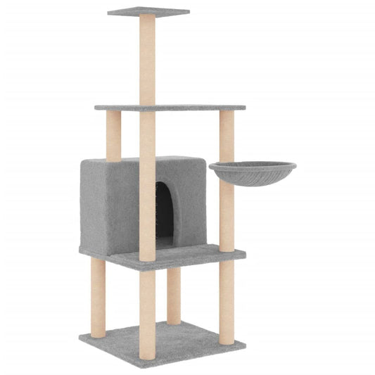 Vidaxl Rascador Para Gatos Con Postes De Sisal Gris Claro 132 Cm_0