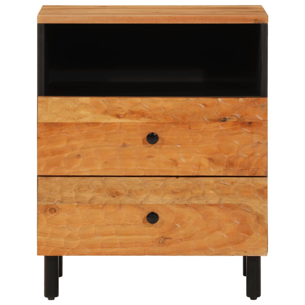 Mesita De Noche Madera Maciza De Acacia 50x33x60 Cm_3