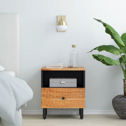 Mesita De Noche De Madera Maciza De Acacia 40x33x46 Cm_1